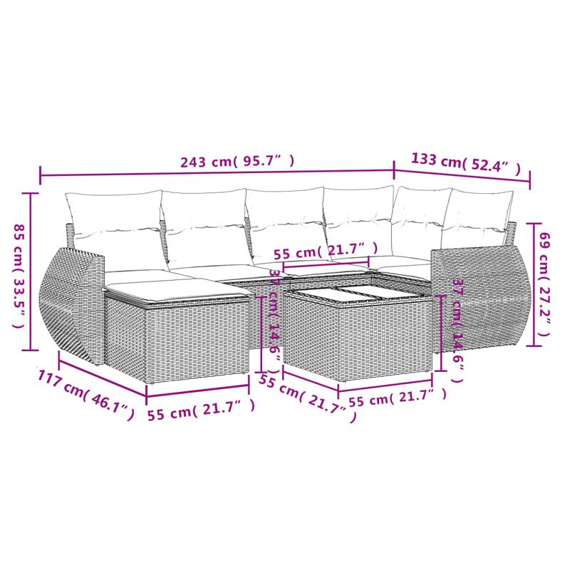 Casa si Gradina - Gradina si terasa - Mobilier exterior - Seturi mobila gradina - Set canapele de gradina cu perne, 7 piese, negru, poliratan - Infinity.ro