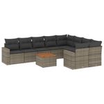 Casa si Gradina - Gradina si terasa - Mobilier exterior - Seturi mobila gradina - Set mobilier de gradina cu perne, 10 piese, gri, poliratan - Infinity.ro
