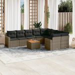 Casa si Gradina - Gradina si terasa - Mobilier exterior - Seturi mobila gradina - Set mobilier de gradina cu perne, 10 piese, gri, poliratan - Infinity.ro