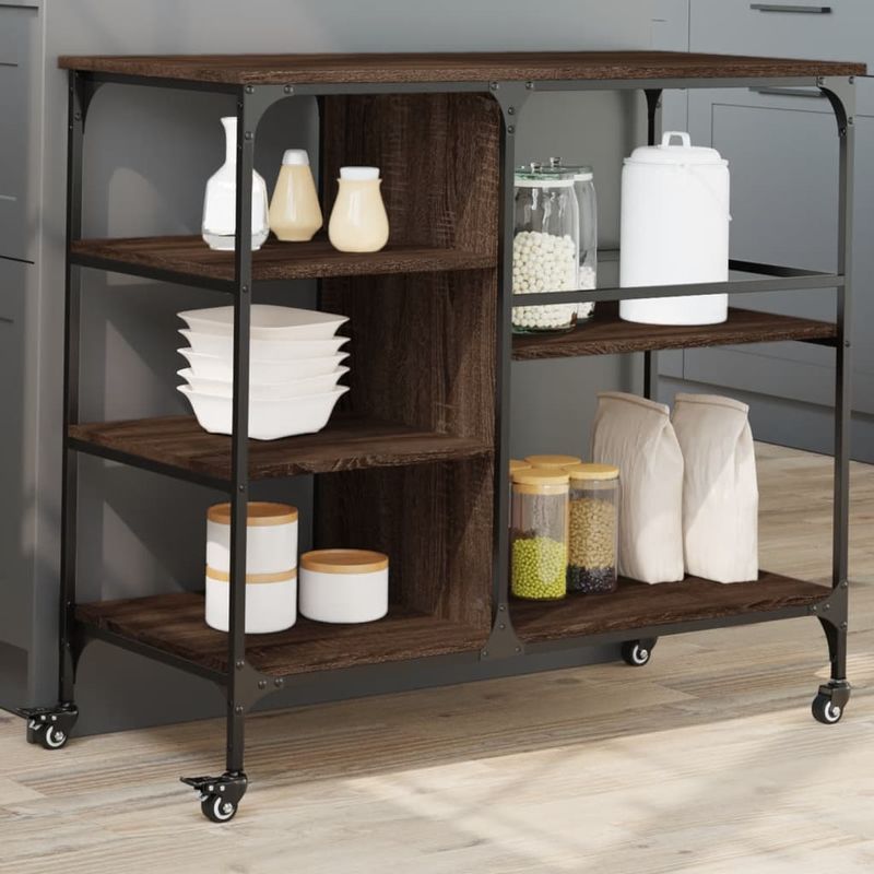 Casa si Gradina - Mobilier - Comode si corpuri - Corpuri bucatarie - Carucior de bucatarie, stejar maro 100x45x89,5cm lemn prelucrat - Infinity.ro