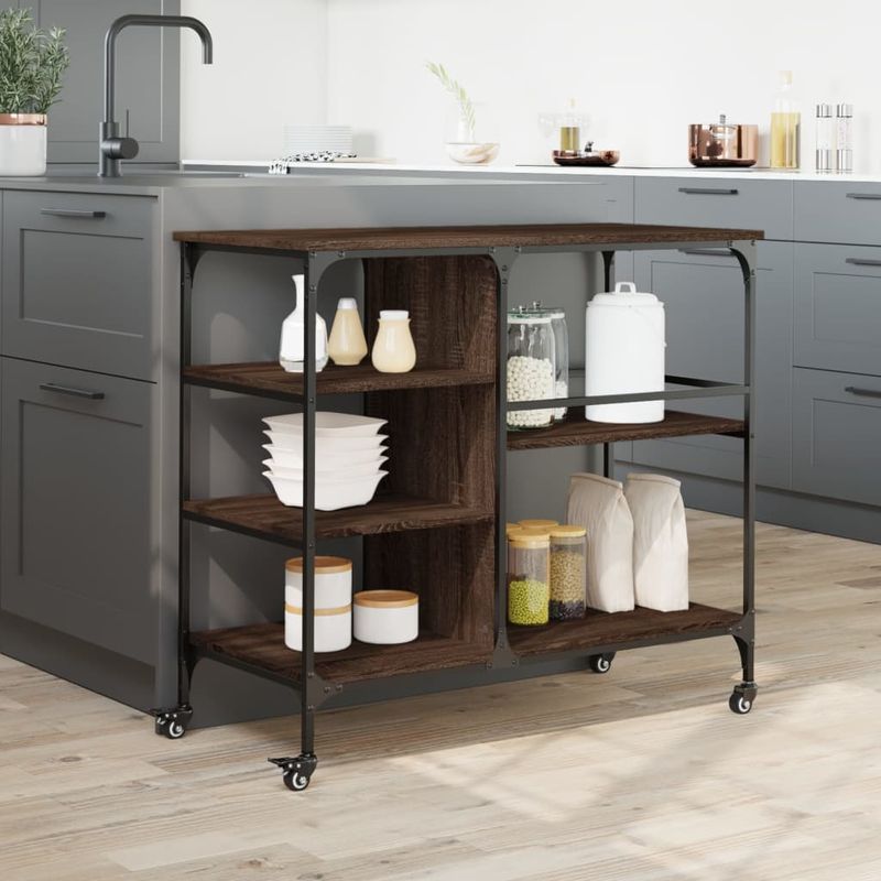 Casa si Gradina - Mobilier - Comode si corpuri - Corpuri bucatarie - Carucior de bucatarie, stejar maro 100x45x89,5cm lemn prelucrat - Infinity.ro