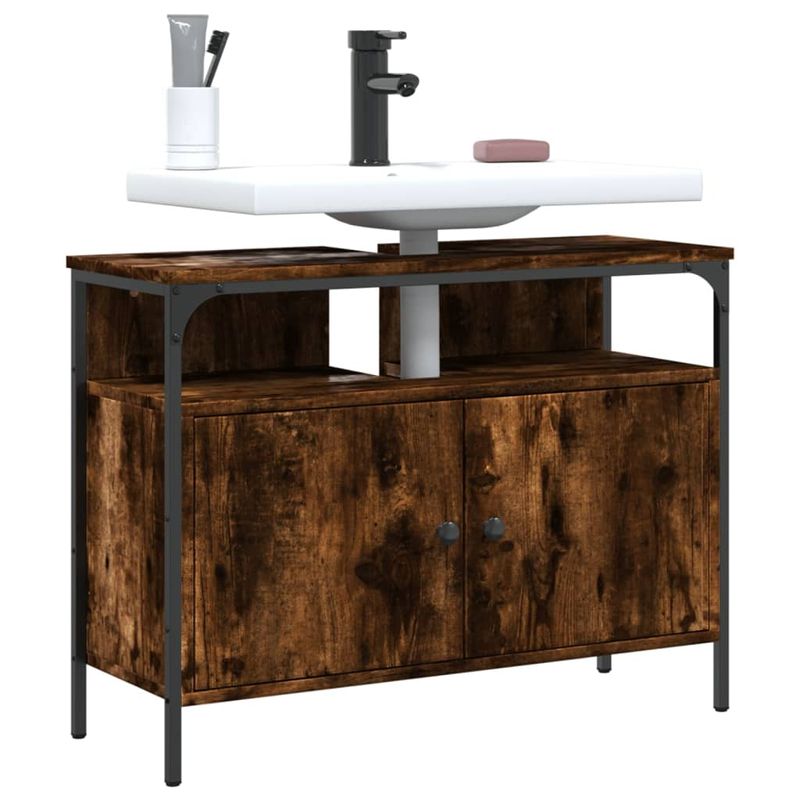 Casa si Gradina - Mobilier - Mobilier baie - Comode baie - Comoda chiuveta baie, stejar fumuriu, 80x30x60 cm lemn prelucrat - Infinity.ro
