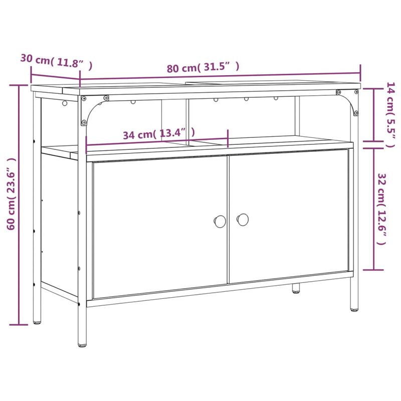 Casa si Gradina - Mobilier - Mobilier baie - Comode baie - Comoda chiuveta baie, stejar fumuriu, 80x30x60 cm lemn prelucrat - Infinity.ro