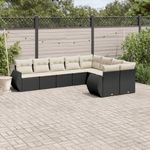 Casa si Gradina - Gradina si terasa - Mobilier exterior - Canapele si fotolii gradina - Set mobilier de gradina cu perne, 9 piese, negru, poliratan - Infinity.ro