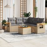 Casa si Gradina - Gradina si terasa - Mobilier exterior - Seturi mobila gradina - Set canapele de gradina cu perne, 6 piese, bej, poliratan - Infinity.ro
