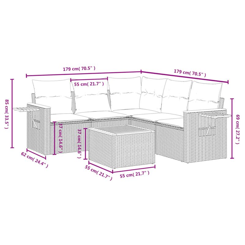 Casa si Gradina - Gradina si terasa - Mobilier exterior - Seturi mobila gradina - Set canapele de gradina cu perne, 6 piese, bej, poliratan - Infinity.ro