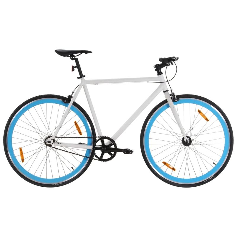 Sport si Outdoor/Ciclism/Biciclete pentru adulți/De oras - Bicicleta cu angrenaj fix, alb si albastru, 700c, 59 cm - Infinity.ro