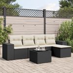 Casa si Gradina - Gradina si terasa - Mobilier exterior - Canapele si fotolii gradina - Set mobilier de gradina cu perne, 6 piese, negru, poliratan - Infinity.ro