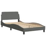 Casa si Gradina - Mobilier - Paturi si accesorii - Paturi - Cadru de pat cu tablie, gri inchis, 100x200 cm, textil - Infinity.ro
