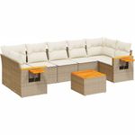 Casa si Gradina - Gradina si terasa - Mobilier exterior - Seturi mobila gradina - Set canapele de gradina, 8 piese, cu perne, bej, poliratan - Infinity.ro