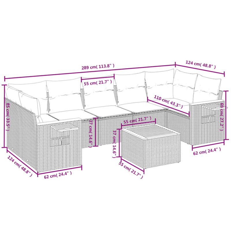Casa si Gradina - Gradina si terasa - Mobilier exterior - Seturi mobila gradina - Set canapele de gradina, 8 piese, cu perne, bej, poliratan - Infinity.ro