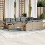 Casa si Gradina - Gradina si terasa - Mobilier exterior - Seturi mobila gradina - Set canapele de gradina cu perne, 11 piese, bej, poliratan - Infinity.ro