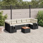 Casa si Gradina - Gradina si terasa - Mobilier exterior - Canapele si fotolii gradina - Set mobilier de gradina cu perne, 8 piese, negru, poliratan - Infinity.ro