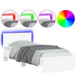 Casa si Gradina - Mobilier - Paturi si accesorii - Paturi - Cadru de pat cu tablie si lumini LED, alb, 90x190 cm - Infinity.ro