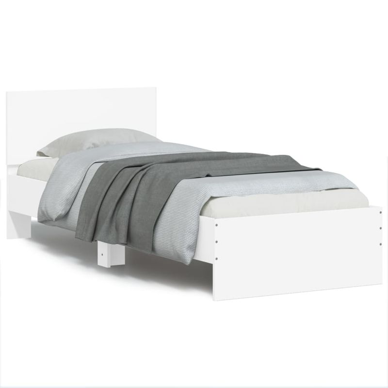 Casa si Gradina - Mobilier - Paturi si accesorii - Paturi - Cadru de pat cu tablie si lumini LED, alb, 90x190 cm - Infinity.ro