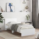 Casa si Gradina - Mobilier - Paturi si accesorii - Paturi - Cadru de pat cu tablie si lumini LED, alb, 90x190 cm - Infinity.ro
