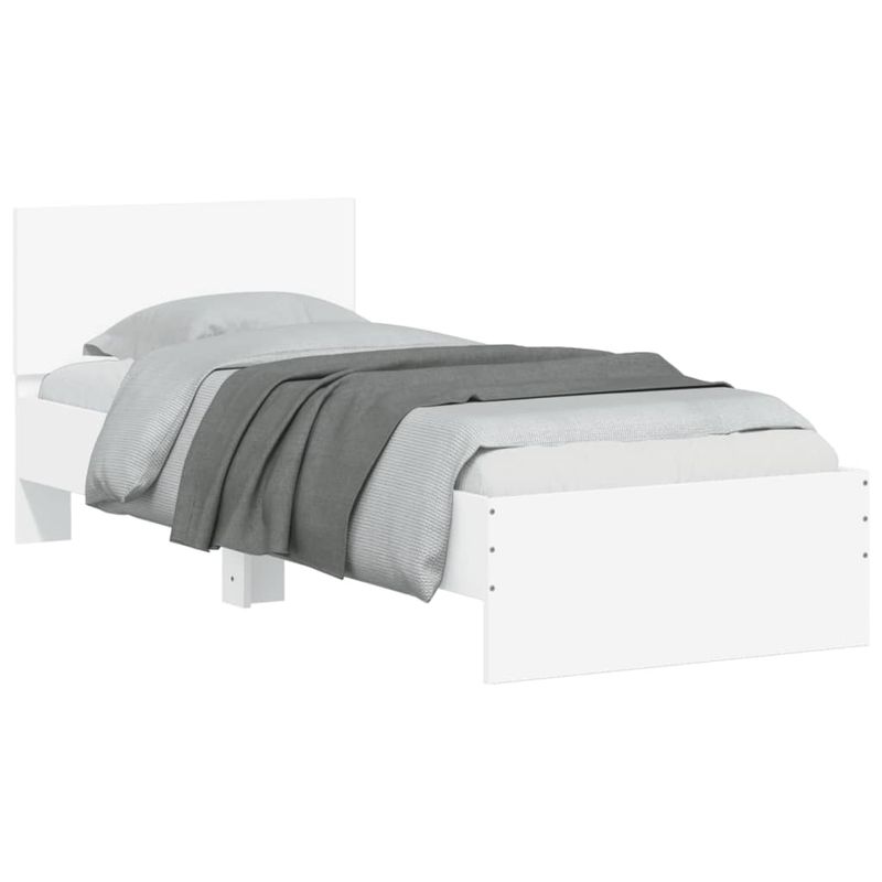 Casa si Gradina - Mobilier - Paturi si accesorii - Paturi - Cadru de pat cu tablie si lumini LED, alb, 90x190 cm - Infinity.ro
