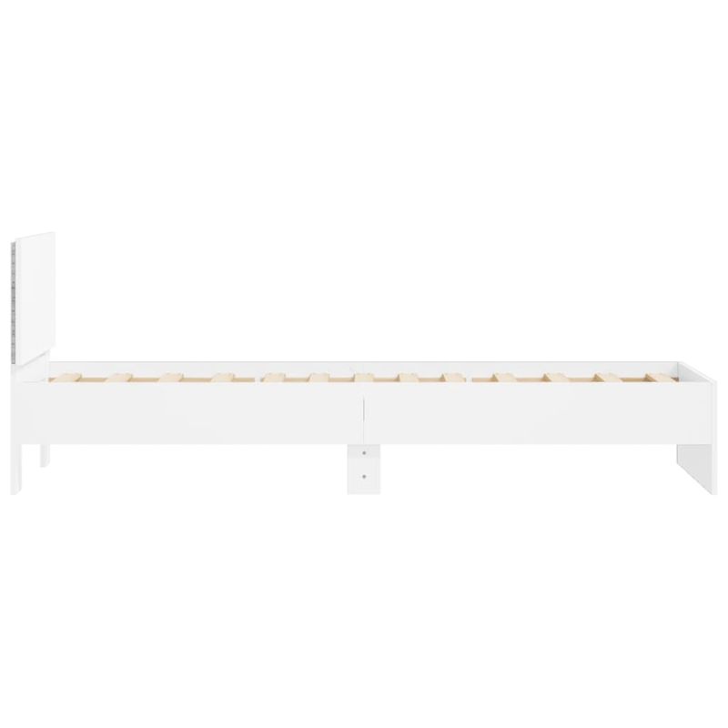Casa si Gradina - Mobilier - Paturi si accesorii - Paturi - Cadru de pat cu tablie si lumini LED, alb, 90x190 cm - Infinity.ro