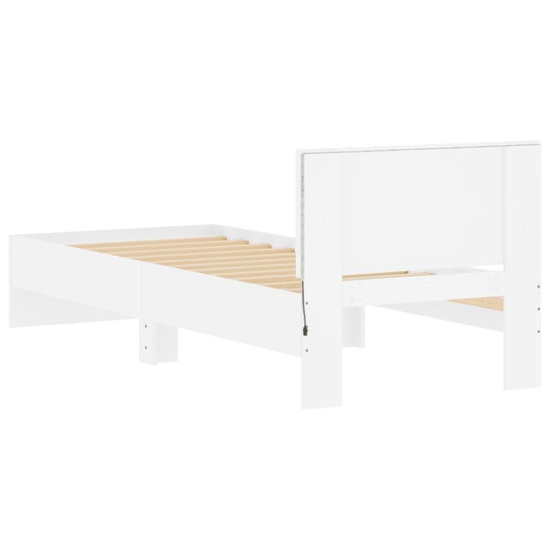 Casa si Gradina - Mobilier - Paturi si accesorii - Paturi - Cadru de pat cu tablie si lumini LED, alb, 90x190 cm - Infinity.ro