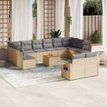 Casa si Gradina - Gradina si terasa - Mobilier exterior - Seturi mobila gradina - Set canapele de gradina, 13 piese, cu perne, bej, poliratan - Infinity.ro