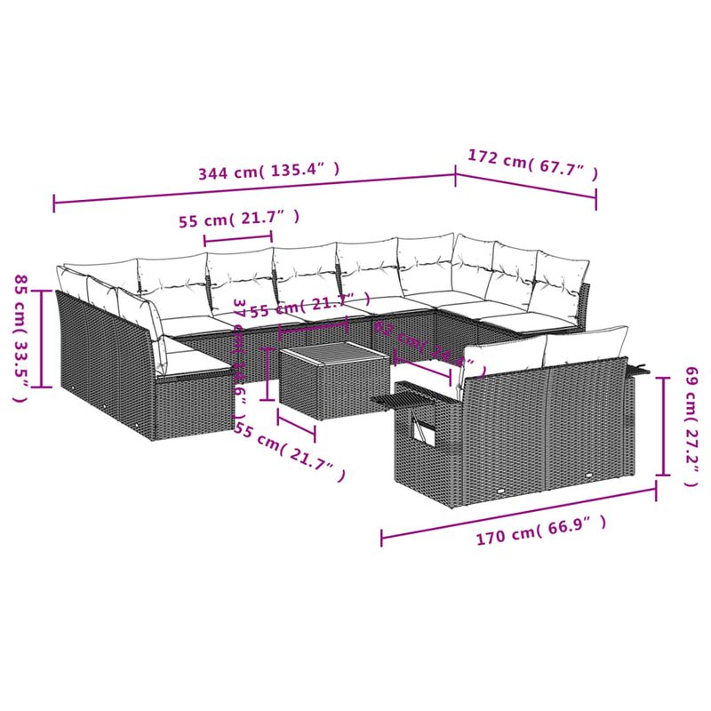 Casa si Gradina - Gradina si terasa - Mobilier exterior - Seturi mobila gradina - Set canapele de gradina, 13 piese, cu perne, bej, poliratan - Infinity.ro
