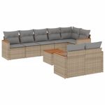 Casa si Gradina - Gradina si terasa - Mobilier exterior - Seturi mobila gradina - Set canapele de gradina, 9 piese, cu perne, bej, poliratan - Infinity.ro