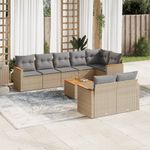 Casa si Gradina - Gradina si terasa - Mobilier exterior - Seturi mobila gradina - Set canapele de gradina, 9 piese, cu perne, bej, poliratan - Infinity.ro