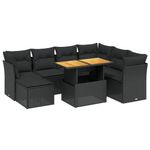 Casa si Gradina - Gradina si terasa - Mobilier exterior - Seturi mobila gradina - Set mobilier de gradina cu perne, 8 piese, negru, poliratan - Infinity.ro