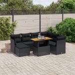 Casa si Gradina - Gradina si terasa - Mobilier exterior - Seturi mobila gradina - Set mobilier de gradina cu perne, 8 piese, negru, poliratan - Infinity.ro