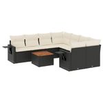 Casa si Gradina - Gradina si terasa - Mobilier exterior - Seturi mobila gradina - Set mobilier de gradina cu perne, 9 piese, negru, poliratan - Infinity.ro