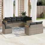 Casa si Gradina - Gradina si terasa - Mobilier exterior - Seturi mobila gradina - Set canapele de gradina cu perne, 8 piese, gri, poliratan - Infinity.ro
