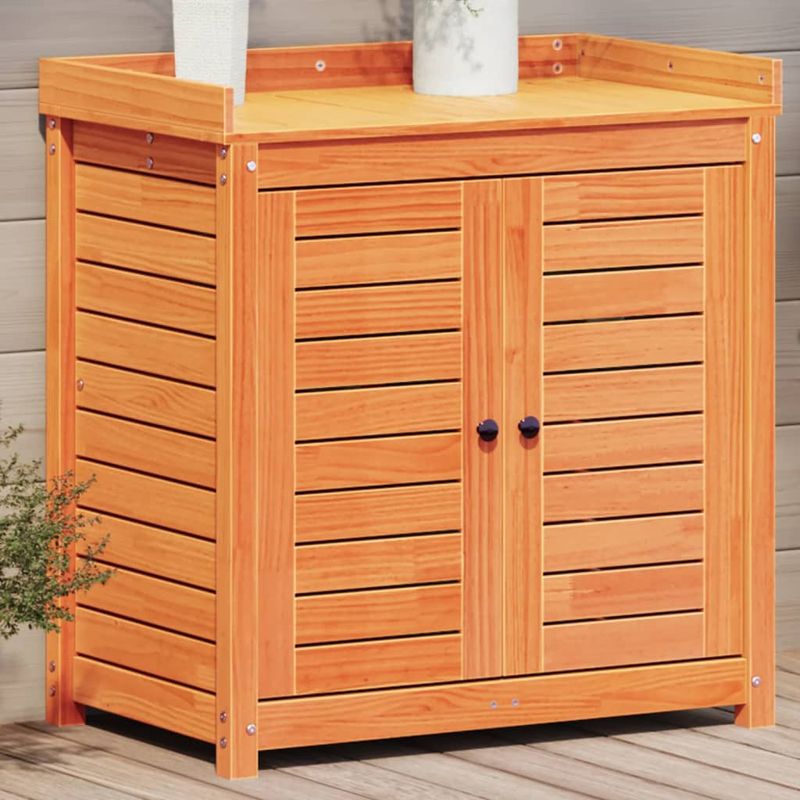 Casa si Gradina - Gradinarit si plante - Plante si ghivece - Ghivece si suporturi - Masa de plantare cu rafturi maro 82,5x50x86,5 cm lemn masiv pin - Infinity.ro