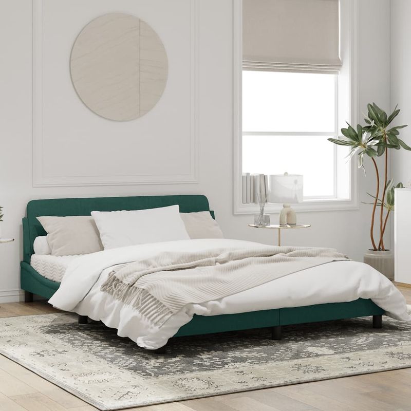 Casa si Gradina - Mobilier - Paturi si accesorii - Paturi - Cadru de pat cu tablie, verde inchis, 160x200 cm, catifea - Infinity.ro