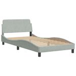 Casa si Gradina - Mobilier - Paturi si accesorii - Paturi - Cadru de pat cu tablie, gri deschis, 100x200 cm, catifea - Infinity.ro