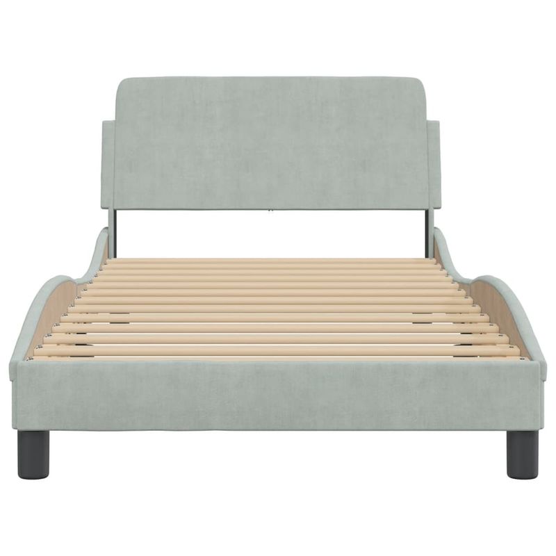 Casa si Gradina - Mobilier - Paturi si accesorii - Paturi - Cadru de pat cu tablie, gri deschis, 100x200 cm, catifea - Infinity.ro