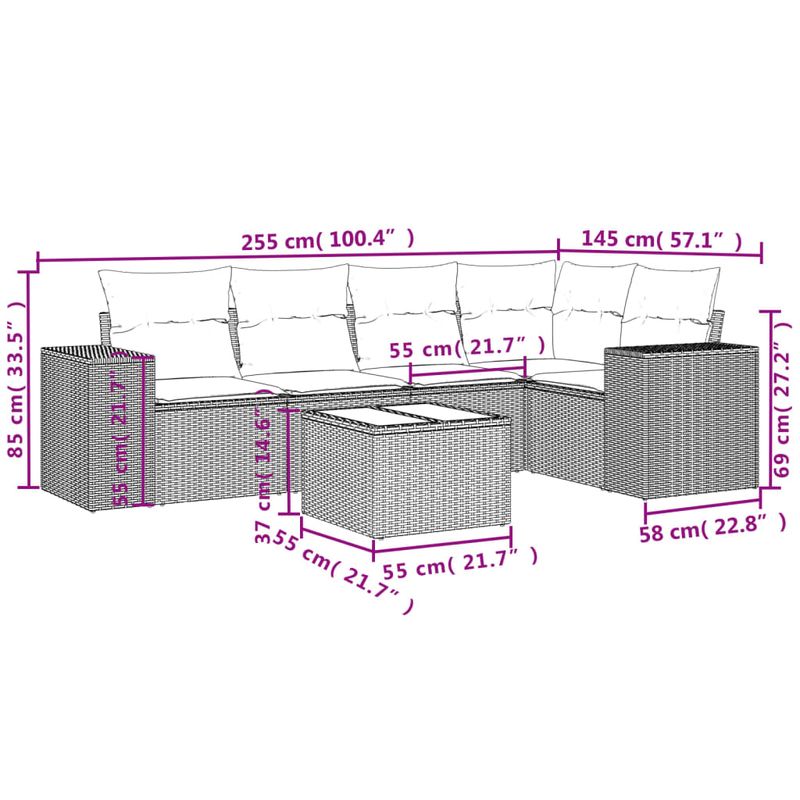 Casa si Gradina - Gradina si terasa - Mobilier exterior - Canapele si fotolii gradina - Set canapele de gradina cu perne, 6 piese, bej, poliratan - Infinity.ro