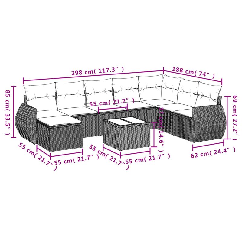 Casa si Gradina - Gradina si terasa - Mobilier exterior - Seturi mobila gradina - Set canapele de gradina cu perne, 8 piese, gri, poliratan - Infinity.ro