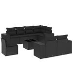 Casa si Gradina - Gradina si terasa - Mobilier exterior - Seturi mobila gradina - Set mobilier de gradina cu perne, 9 piese, negru, poliratan - Infinity.ro