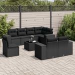 Casa si Gradina - Gradina si terasa - Mobilier exterior - Seturi mobila gradina - Set mobilier de gradina cu perne, 9 piese, negru, poliratan - Infinity.ro