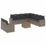 Casa si Gradina - Gradina si terasa - Mobilier exterior - Seturi mobila gradina - Set mobilier de gradina cu perne, 10 piese, gri, poliratan - Infinity.ro