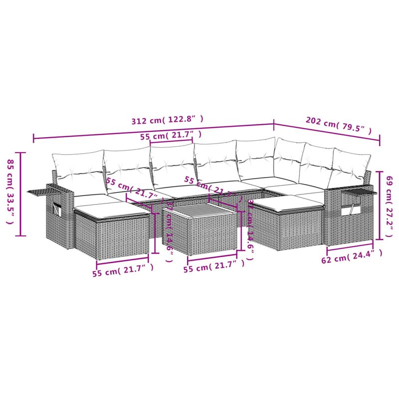 Casa si Gradina - Gradina si terasa - Mobilier exterior - Seturi mobila gradina - Set canapele de gradina, 10 piese, cu perne, bej, poliratan - Infinity.ro