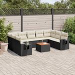 Casa si Gradina - Gradina si terasa - Mobilier exterior - Canapele si fotolii gradina - Set canapele de gradina cu perne, 10 piese, negru, poliratan - Infinity.ro