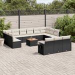 Casa si Gradina - Gradina si terasa - Mobilier exterior - Canapele si fotolii gradina - Set mobilier de gradina cu perne, 14 piese, negru, poliratan - Infinity.ro