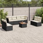 Casa si Gradina - Gradina si terasa - Mobilier exterior - Seturi mobila gradina - Set mobilier de gradina cu perne, 9 piese, negru, poliratan - Infinity.ro