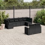 Casa si Gradina - Gradina si terasa - Mobilier exterior - Canapele si fotolii gradina - Set mobilier de gradina cu perne, 9 piese, negru, poliratan - Infinity.ro