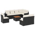Casa si Gradina - Gradina si terasa - Mobilier exterior - Canapele si fotolii gradina - Set mobilier de gradina cu perne, 9 piese, negru, poliratan - Infinity.ro