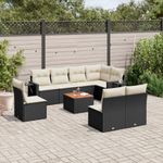 Casa si Gradina - Gradina si terasa - Mobilier exterior - Canapele si fotolii gradina - Set mobilier de gradina cu perne, 9 piese, negru, poliratan - Infinity.ro