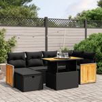 Casa si Gradina - Gradina si terasa - Mobilier exterior - Seturi mobila gradina - Set canapele de gradina cu perne, 7 piese, negru, poliratan - Infinity.ro
