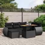 Casa si Gradina - Gradina si terasa - Mobilier exterior - Seturi mobila gradina - Set canapele de gradina cu perne, 7 piese, negru, poliratan - Infinity.ro