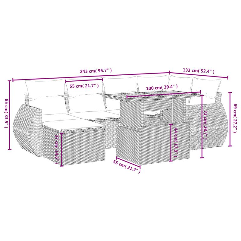 Casa si Gradina - Gradina si terasa - Mobilier exterior - Seturi mobila gradina - Set canapele de gradina cu perne, 7 piese, negru, poliratan - Infinity.ro